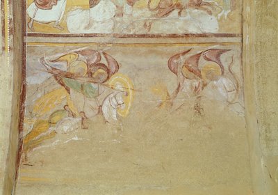 Der heilige Michael und die Engel kämpfen gegen den Drachen, Detail der Apokalypse aus dem Narthex, um 1100 von French School